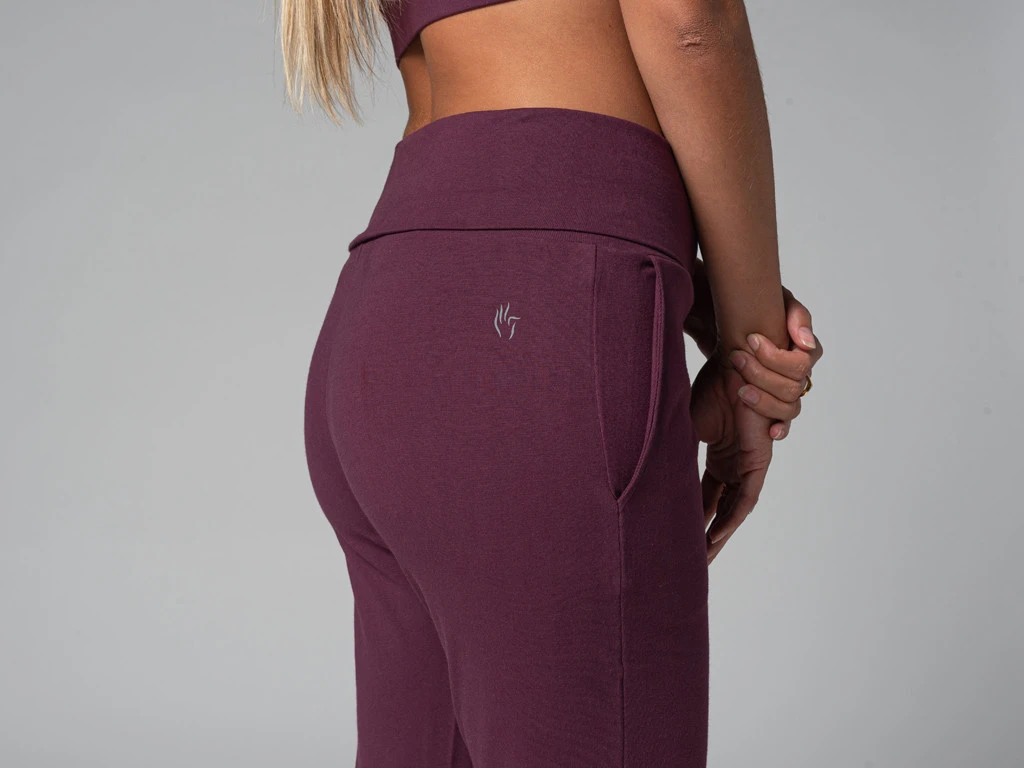 Pantalon De Yoga Femme Confort - Bio Prune Prune XS - 36 7 Pantalon De Yoga Femme Confort - Bio Prune Prune XS - 36 – Image 5