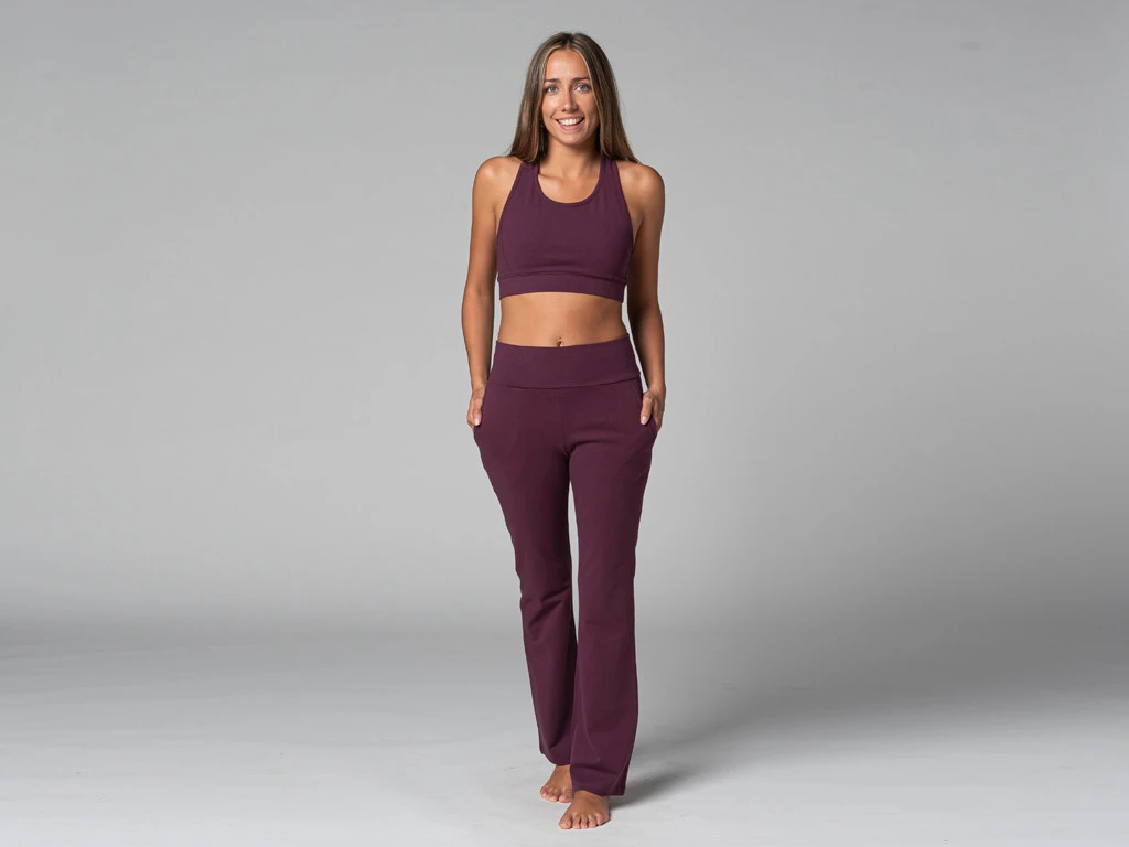 Pantalon De Yoga Femme Confort - Bio Prune Prune XS - 36 8 Pantalon De Yoga Femme Confort - Bio Prune Prune XS - 36 – Image 6