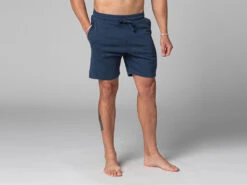 Short De Yoga Homme - Coton Bio Bleu Bleu S - 38/40