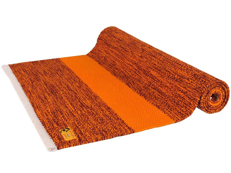 Tapis De Yoga Taj 100% Coton Bio - 2 M X 66 Cm X 5mm Bordeaux/Safran 3 Tapis De Yoga Taj 100% Coton Bio - 2 M X 66 Cm X 5mm Bordeaux/Safran